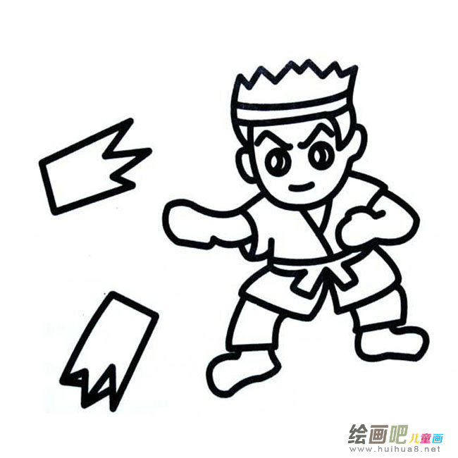 跆拳道男孩人物简笔画步骤图片大全
