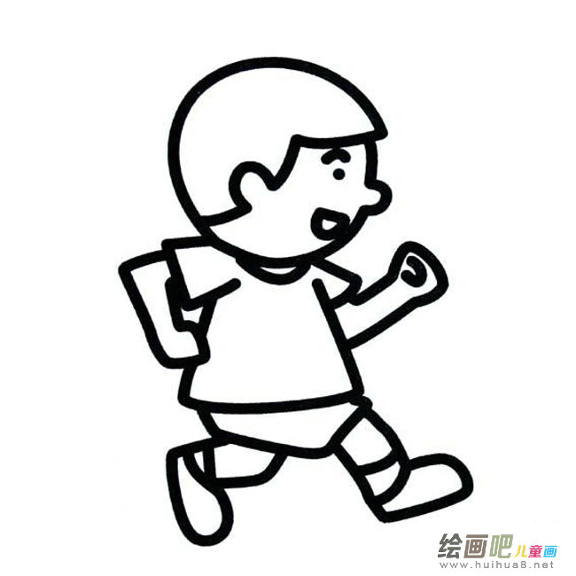 跑步的小孩人物简笔画步骤图片大全