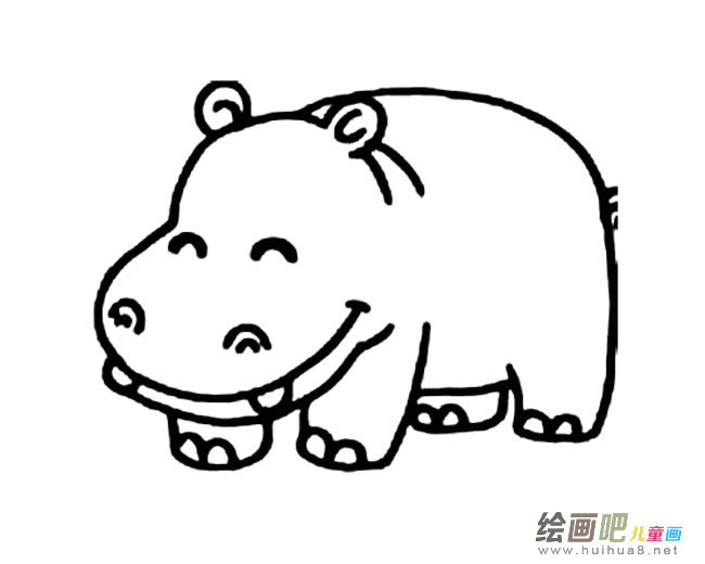 河马动物简笔画步骤图片大全