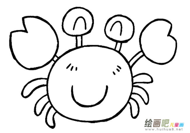 螃蟹动物简笔画步骤图片大全