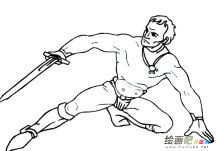 舞剑的武士人物简笔画步骤图片大全