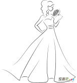 美丽的新娘人物简笔画步骤图片大全
