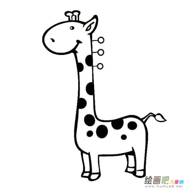 卡通长颈鹿动物简笔画步骤图片大全