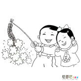 小孩放鞭炮人物简笔画步骤图片大全