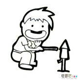 放烟花的小孩人物简笔画步骤图片大全