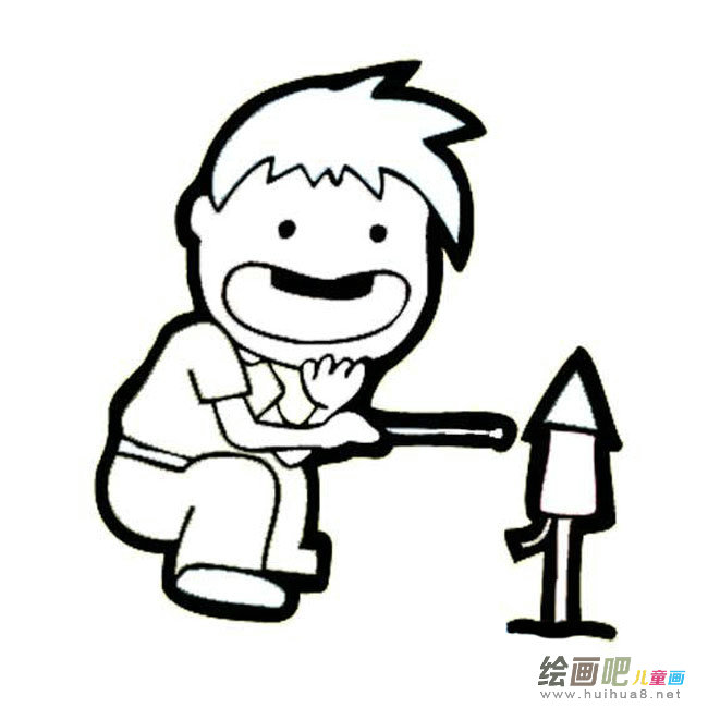 放烟花的小孩人物简笔画步骤图片大全