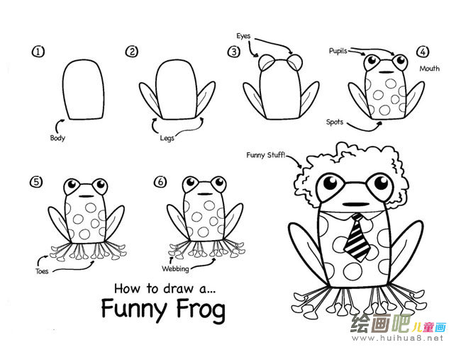 青蛙王子动物简笔画步骤图片大全