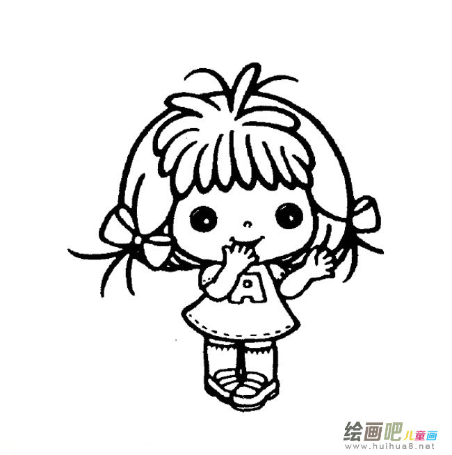 可爱小女孩人物简笔画步骤图片大全