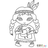 西域女孩人物简笔画步骤图片大全