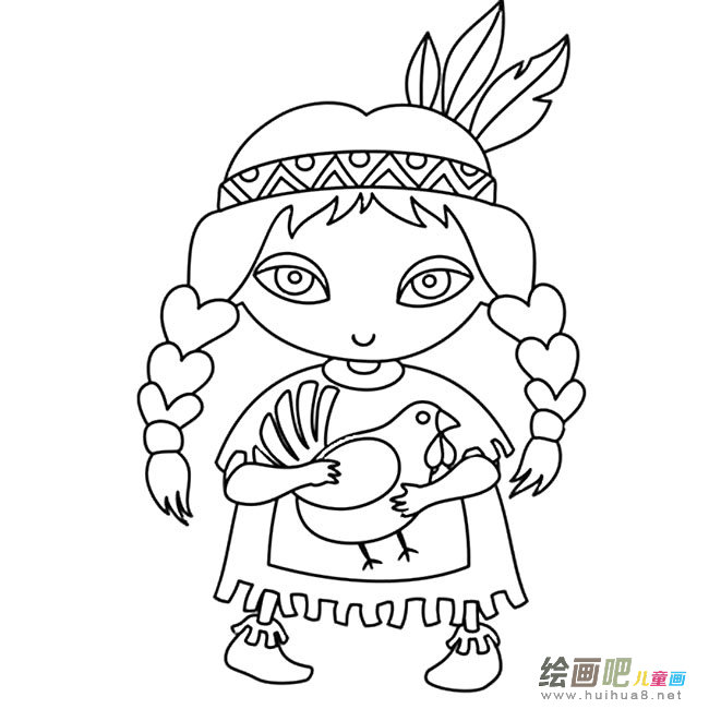 西域女孩人物简笔画步骤图片大全