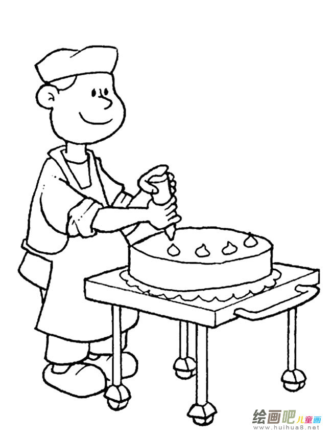 蛋糕师傅人物简笔画步骤图片大全