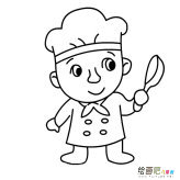 小厨师人物简笔画步骤图片大全