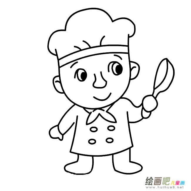小厨师人物简笔画步骤图片大全