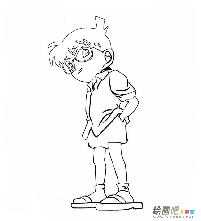 柯南人物简笔画步骤图片大全