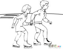 溜冰的情侣人物简笔画步骤图片大全