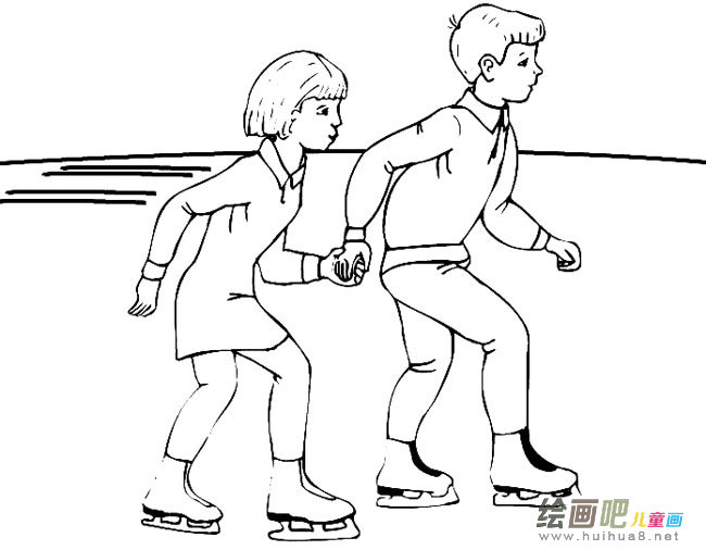 溜冰的情侣人物简笔画步骤图片大全