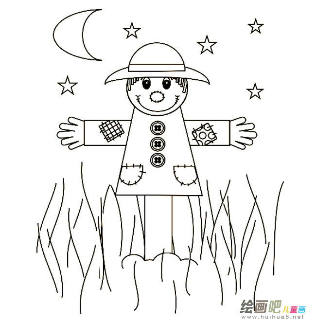 稻草人人物简笔画步骤图片大全