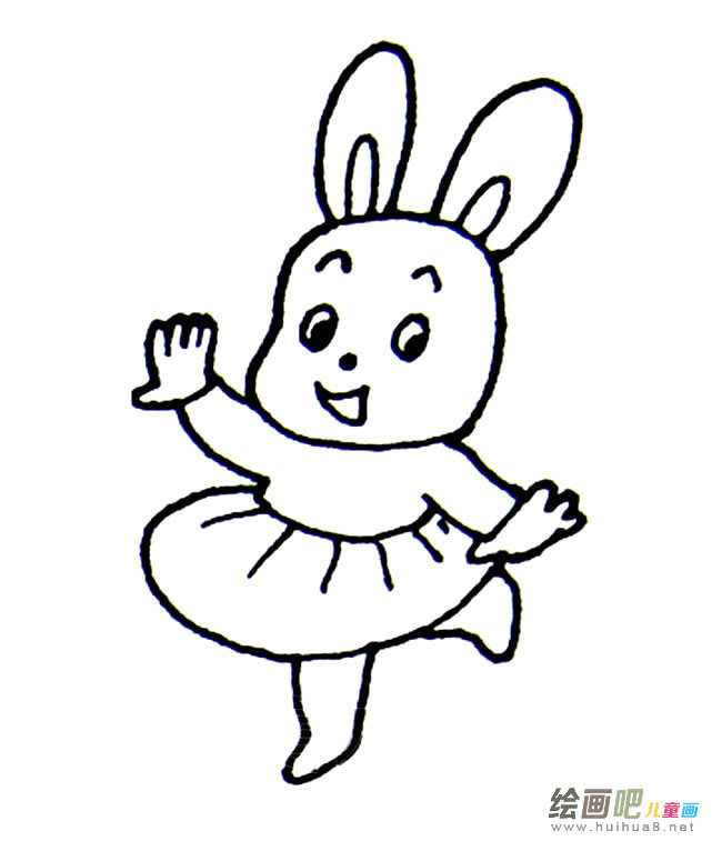 跳舞的兔子动物简笔画步骤图片大全