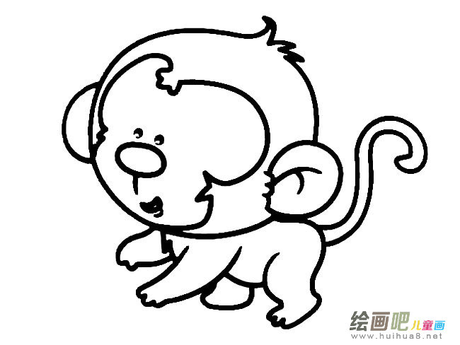 可爱小猴子动物简笔画步骤图片大全