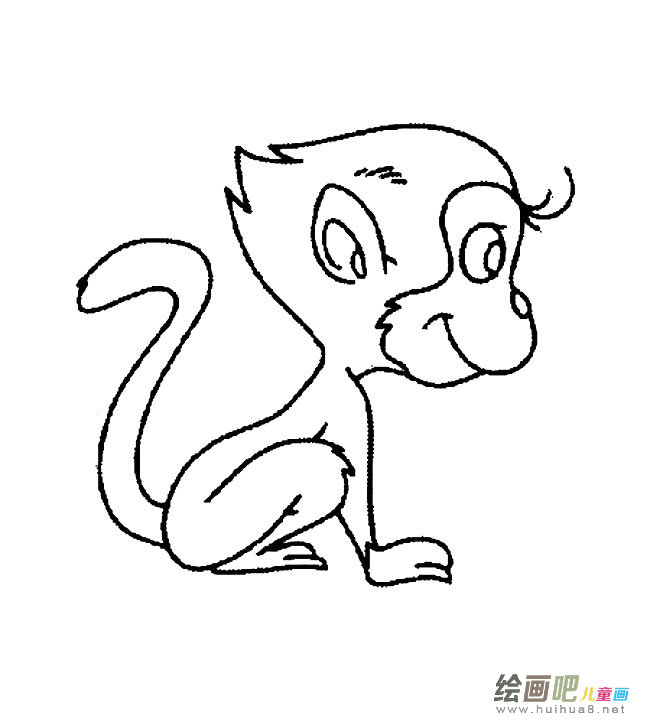 长毛小猴子动物简笔画步骤图片大全