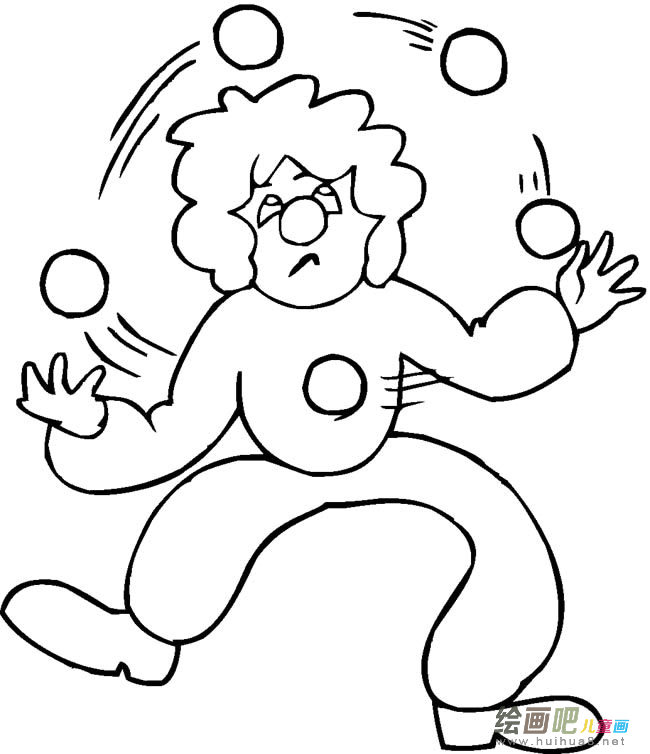 小丑人物简笔画步骤图片大全