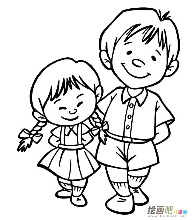 哥哥妹妹人物简笔画步骤图片大全
