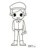 保安人物简笔画步骤图片大全