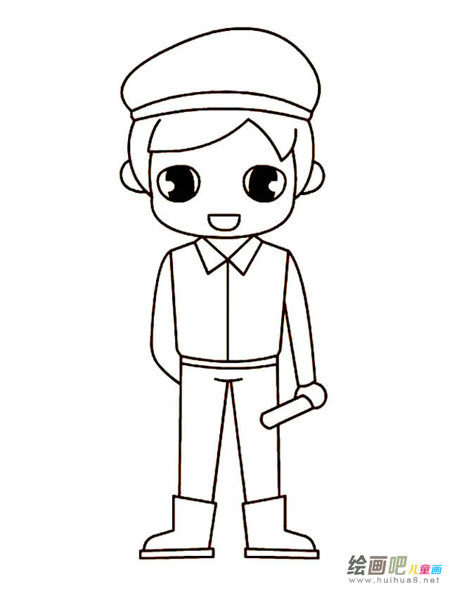 保安人物简笔画步骤图片大全