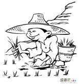 农民伯伯人物简笔画步骤图片大全