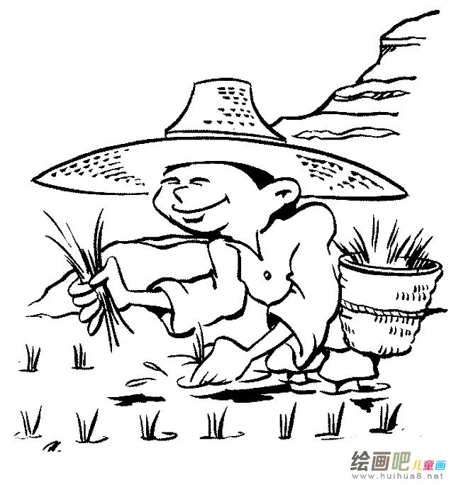 农民伯伯人物简笔画步骤图片大全