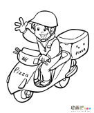外卖小哥人物简笔画步骤图片大全