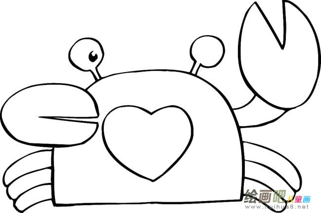 螃蟹动物简笔画步骤图片大全