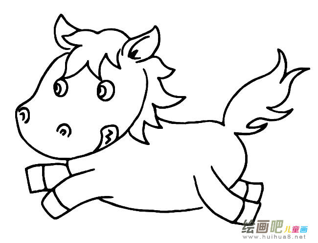 奔跑的小马动物简笔画步骤图片大全