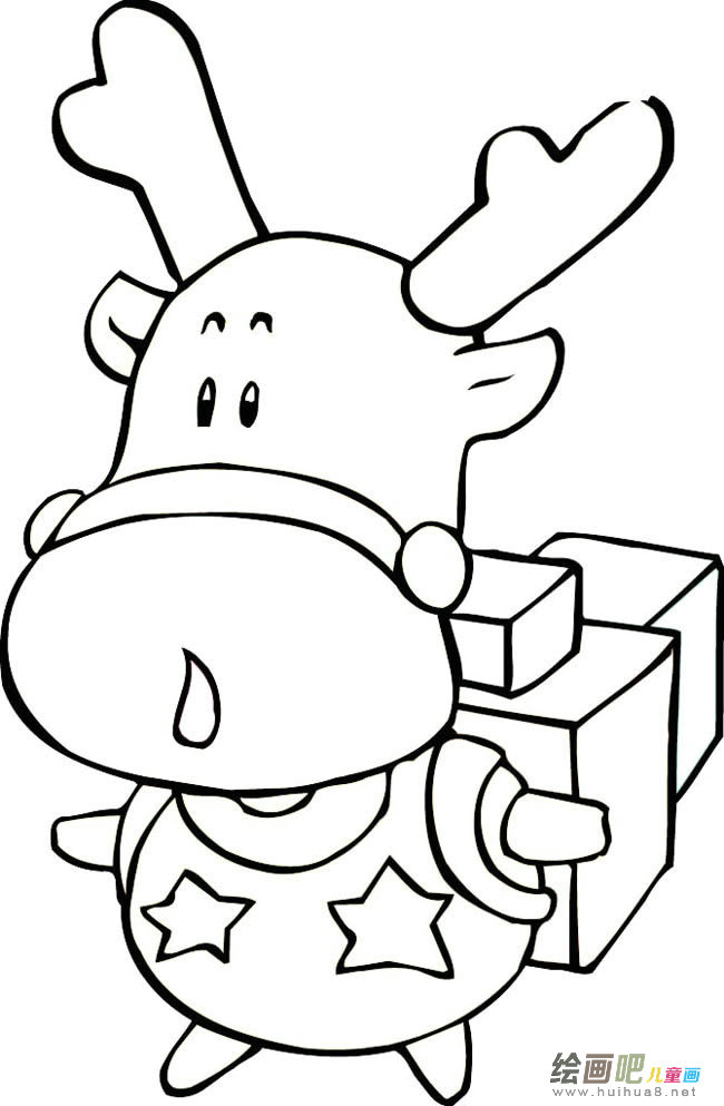 卡通麋鹿动物简笔画步骤图片大全