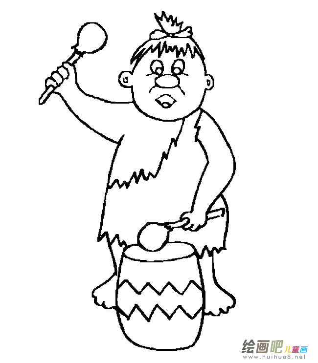 原始人人物简笔画步骤图片大全