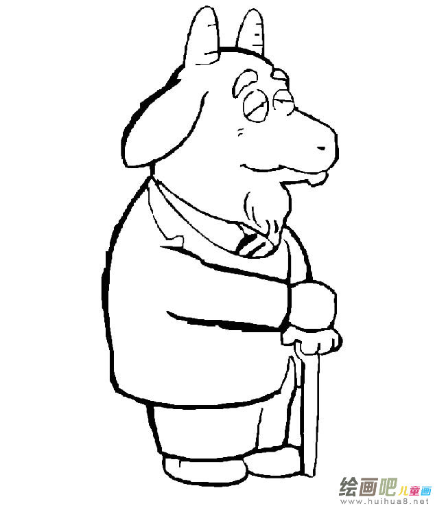 卡通老山羊动物简笔画步骤图片大全