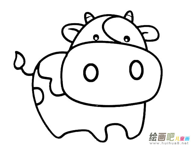 可爱小奶牛动物简笔画步骤图片大全
