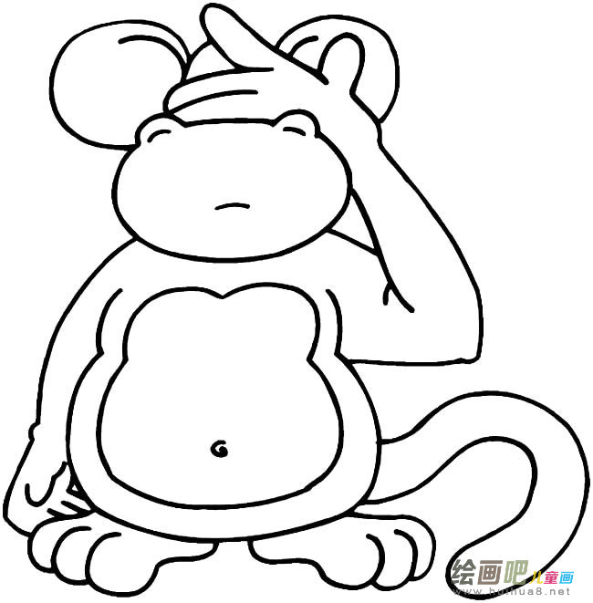 捂眼晴的猴子动物简笔画步骤图片大全