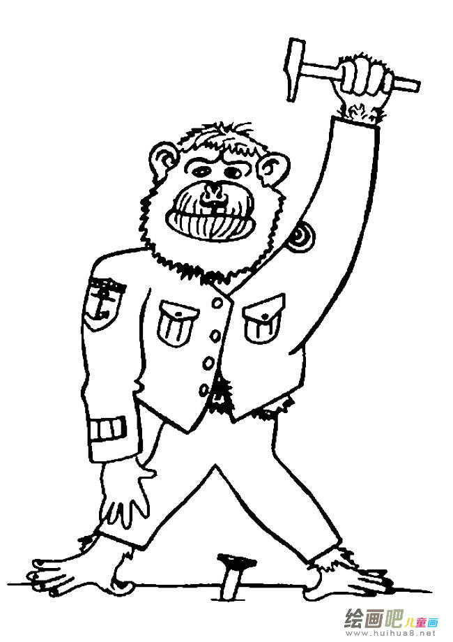 猴子工程师动物简笔画步骤图片大全