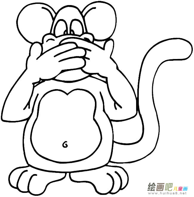 捂嘴的猴子动物简笔画步骤图片大全
