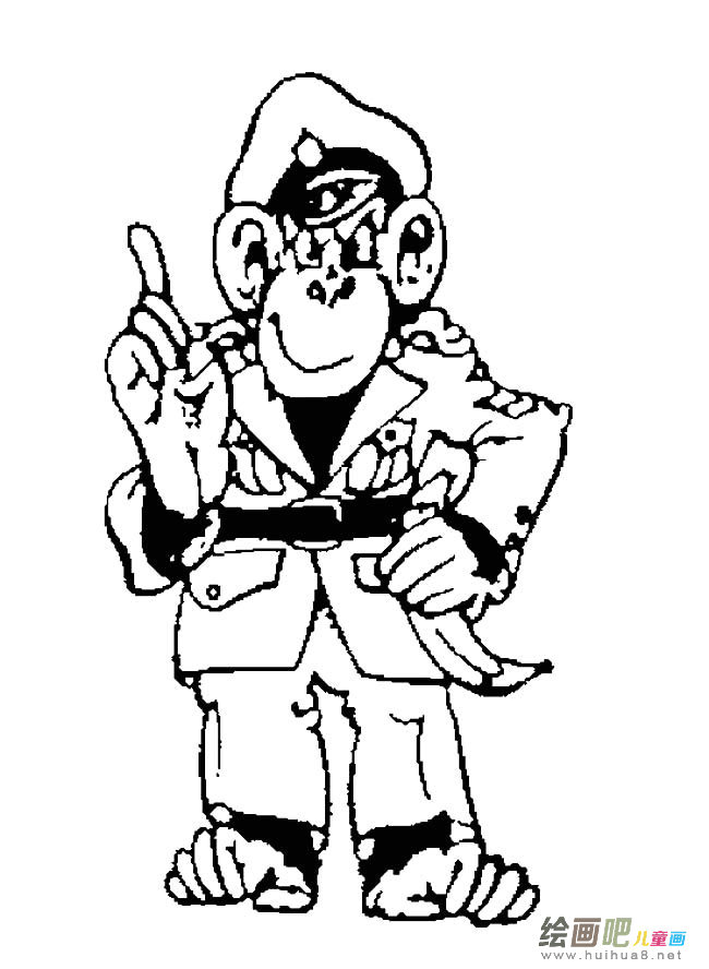 猴子警官动物简笔画步骤图片大全