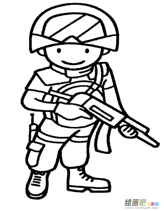 军人人物简笔画步骤图片大全