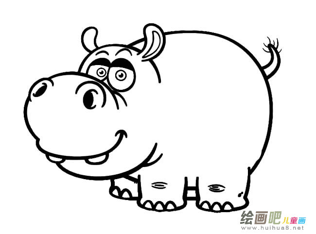 河马动物简笔画步骤图片大全二