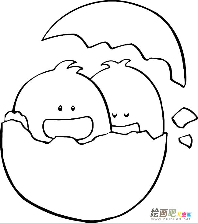 破壳而出的鸭子动物简笔画步骤图片大全