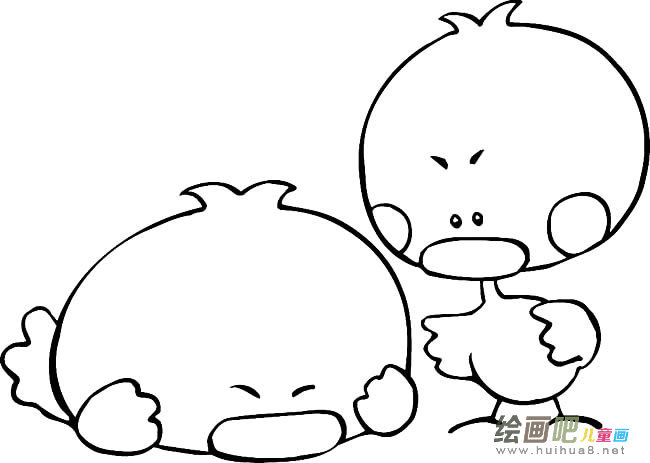 两只小鸭子动物简笔画步骤图片大全