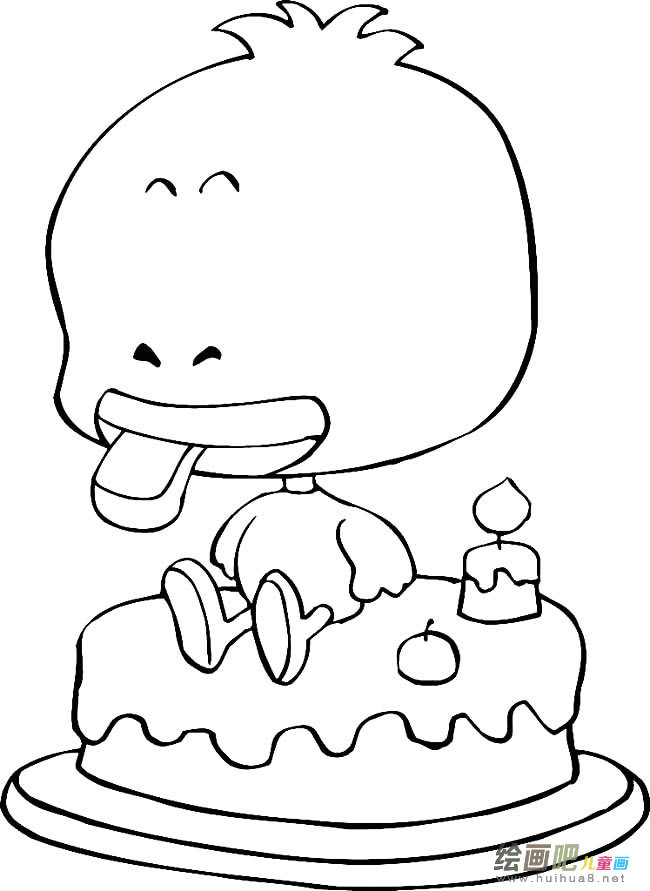 吃蛋糕的鸭子动物简笔画步骤图片大全