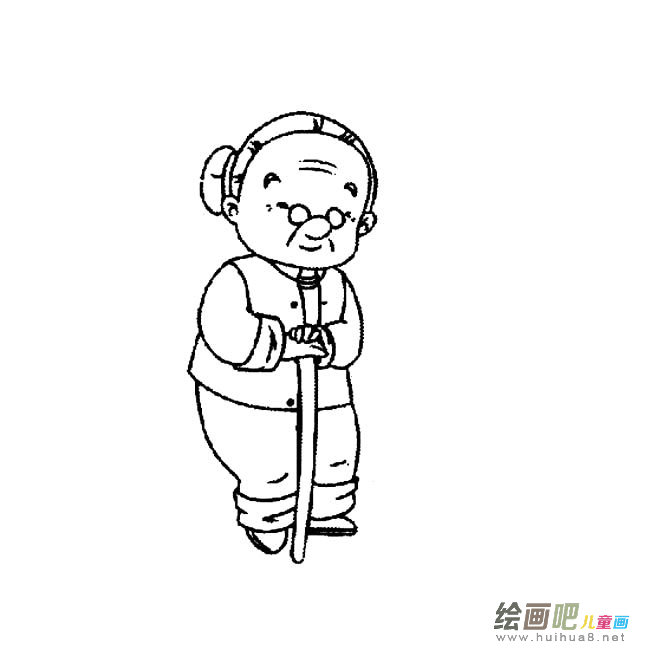 老奶奶人物简笔画步骤图片大全二