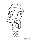 女警官人物简笔画步骤图片大全