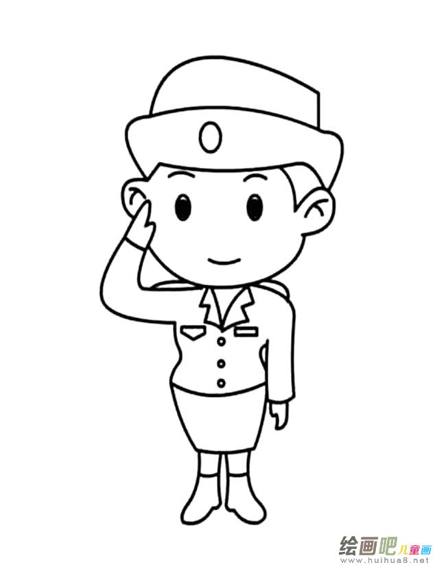 女警官人物简笔画步骤图片大全