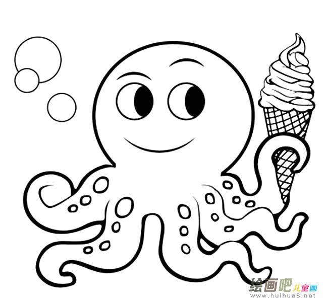 小章鱼动物简笔画步骤图片大全二